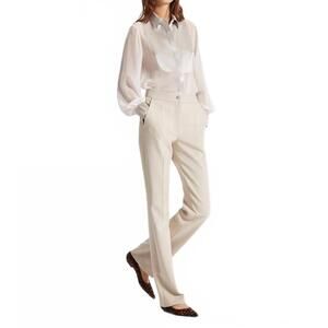 NEW THEO THE LABEL women's idalia plasteron chiffon blouse in stone